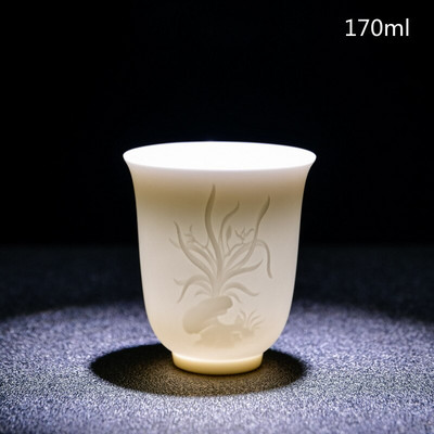 Ceai de ceai din portelan alb chinezesc de mana Bol de ceai in relief tridimensional pentru set de cani de ceai de capacitate mare Accesorii Master Cup