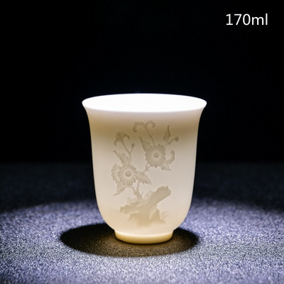 Ceai de ceai din portelan alb chinezesc de mana Bol de ceai in relief tridimensional pentru set de cani de ceai de capacitate mare Accesorii Master Cup