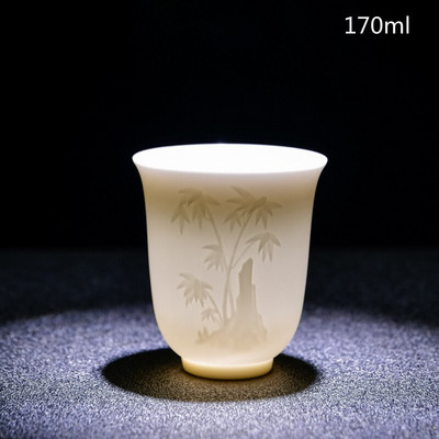 Ceai de ceai din portelan alb chinezesc de mana Bol de ceai in relief tridimensional pentru set de cani de ceai de capacitate mare Accesorii Master Cup