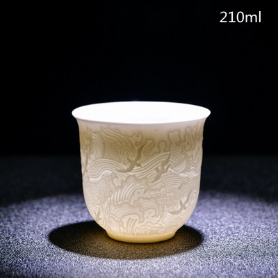 Ceai de ceai din portelan alb chinezesc de mana Bol de ceai in relief tridimensional pentru set de cani de ceai de capacitate mare Accesorii Master Cup