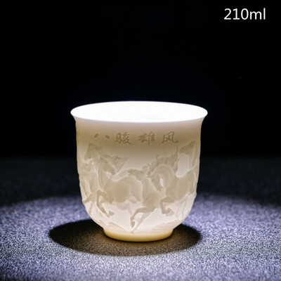 Ceai de ceai din portelan alb chinezesc de mana Bol de ceai in relief tridimensional pentru set de cani de ceai de capacitate mare Accesorii Master Cup