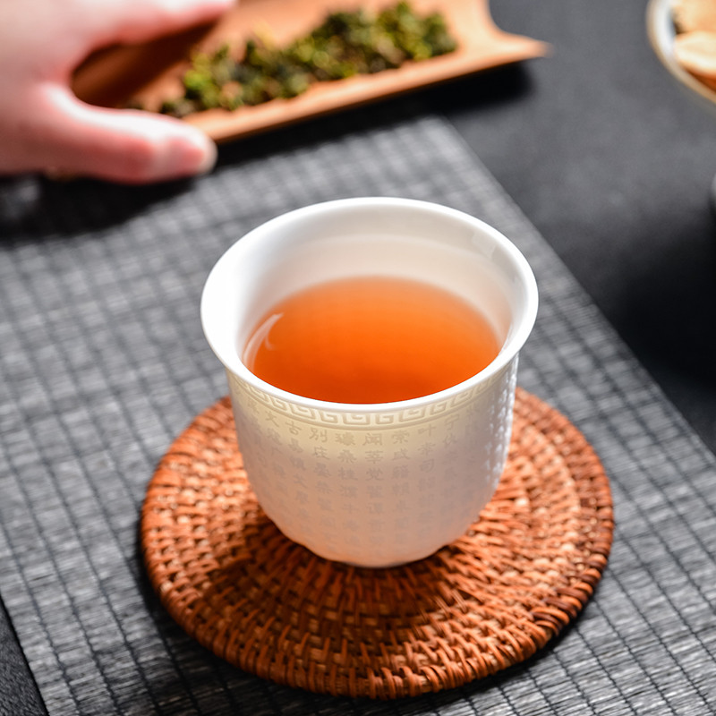 Ceai de ceai din portelan alb chinezesc de mana Bol de ceai in relief tridimensional pentru set de cani de ceai de capacitate mare Accesorii Master Cup