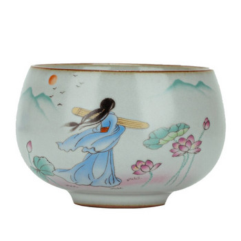 Κεραμικό φλιτζάνι τσαγιού Chinese Ru Kiln Household Coffee Cup Bowl Χειροποίητο σετ τσαγιού Lotus Pattern Αξεσουάρ Portable Master Cup 90ml