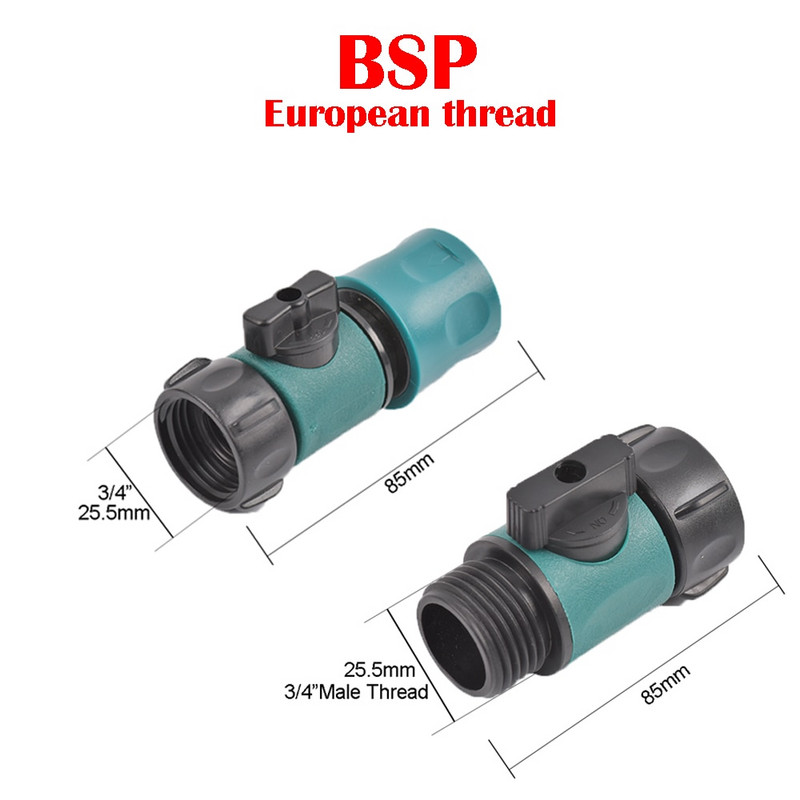 Supapă din plastic cu conector rapid 3/4" filet mamă 3/4" filet tată Agricultura grădină udare prelungire furtun adaptor comutator