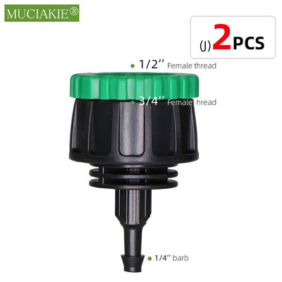 MUCIAKIE 2PCS greito sujungimo adapteris su 1/4 (ID 4 mm) arba 3/8 colio (8 mm) spygliuota jungtimi, skirta laistyti sodui laistyti