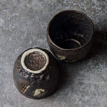 Lotus Pottery Cups Επίχρυσο σετ φλιτζάνι τσαγιού Μπολ κρασιού για τσαγιού για τελετή τσαγιού Κούπες καφέ σιδερένιο γλάσο