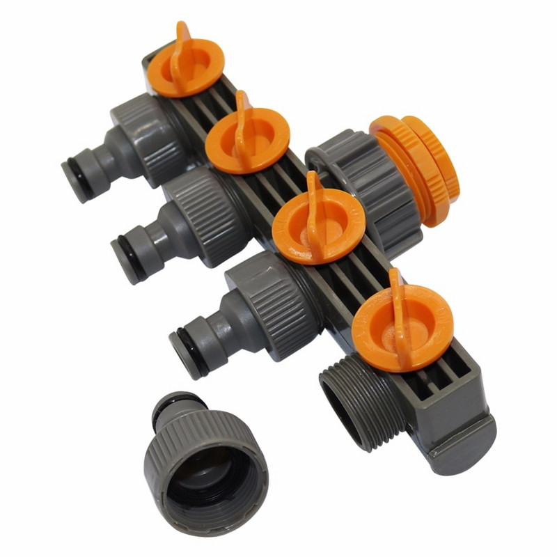 1" - 3/4" - 1/2" anya menetes 4 utas tömlőosztók automatikus öntözéshez vízcső összekötő időzítő kerti víz öntöző eszköz