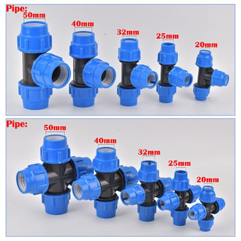 20/25/32/40/50mm Tee Cross Plug Σωλήνας PVC PE Χάλκινος πυρήνας Πλαστικός σύνδεσμος βαλβίδας Garden Agriculture Irrigation