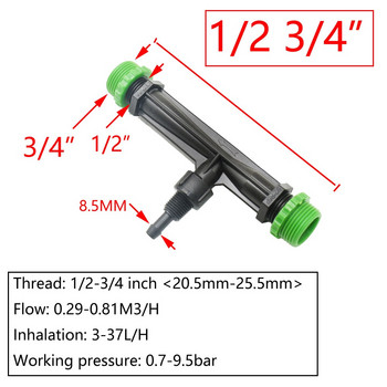 Irrigation Venturi Fertilizer Injector Αρσενικό 3/4 1/2 1\