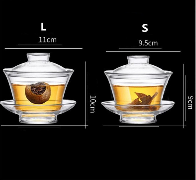 Gaiwan vastag üveg tea csésze magas hőálló Grab tea - kisütő kézi kung fu tea játék