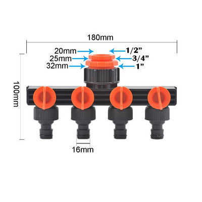 1"3/4"1/2" hüvelykes belső menetes 4 utas tömlőosztók automatikus öntözéshez vízcső összekötő időzítő kerti vízöntöző szerszám