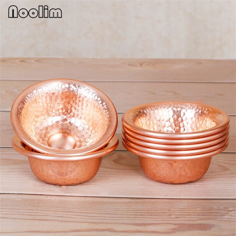 2бр./Партида Чиста медна ръчно изработена релефна купа за пиене Издълбани прибори за Буда Малка благоприятна тибетска метална чаша за вода съдове