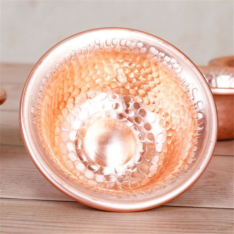 2бр./Партида Чиста медна ръчно изработена релефна купа за пиене Издълбани прибори за Буда Малка благоприятна тибетска метална чаша за вода съдове