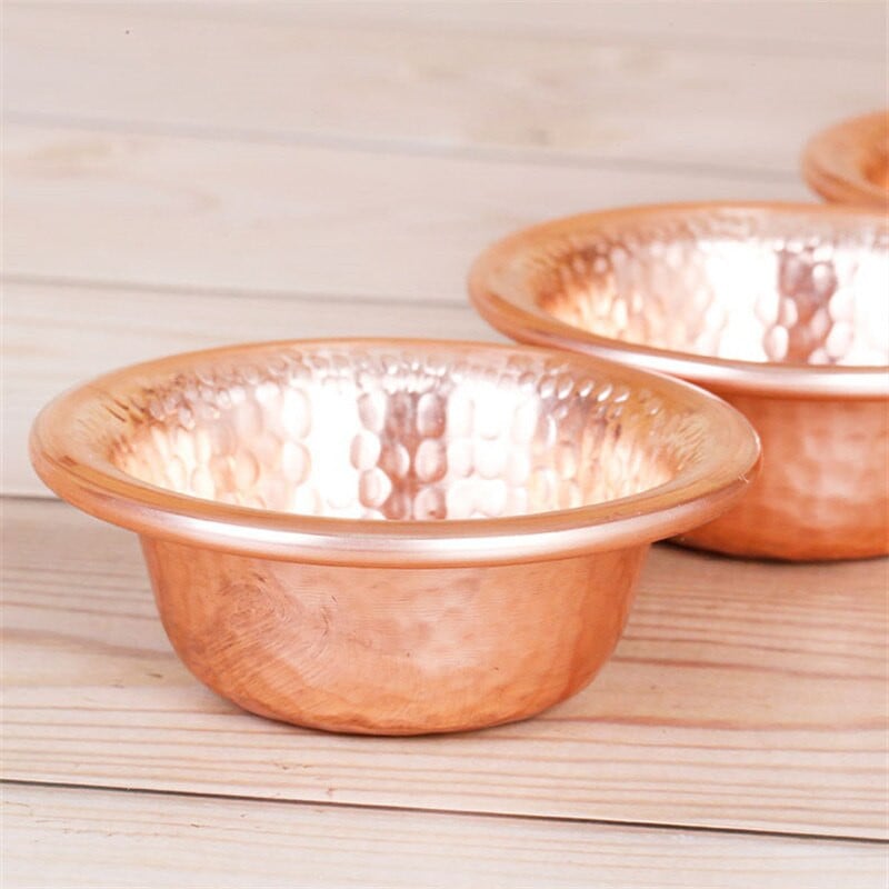 2бр./Партида Чиста медна ръчно изработена релефна купа за пиене Издълбани прибори за Буда Малка благоприятна тибетска метална чаша за вода съдове
