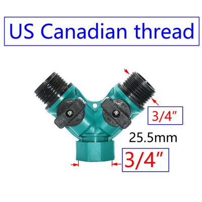Femeie 3/4 până la 3/4" Masculin Robinet în 2 căi Robinet de grădină Y Splitter apă Splitter tub de irigare Udare 1buc