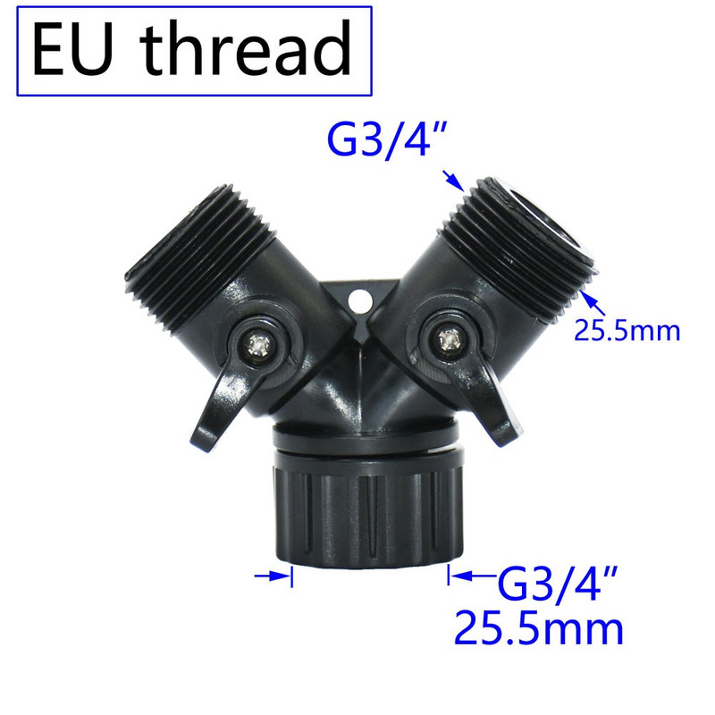 Femeie 3/4 până la 3/4" Masculin Robinet în 2 căi Robinet de grădină Y Splitter apă Splitter tub de irigare Udare 1buc