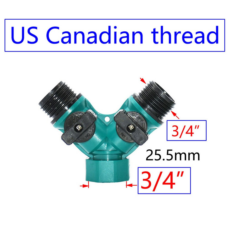 Femeie 3/4 până la 3/4" Masculin Robinet în 2 căi Robinet de grădină Y Splitter apă Splitter tub de irigare Udare 1buc
