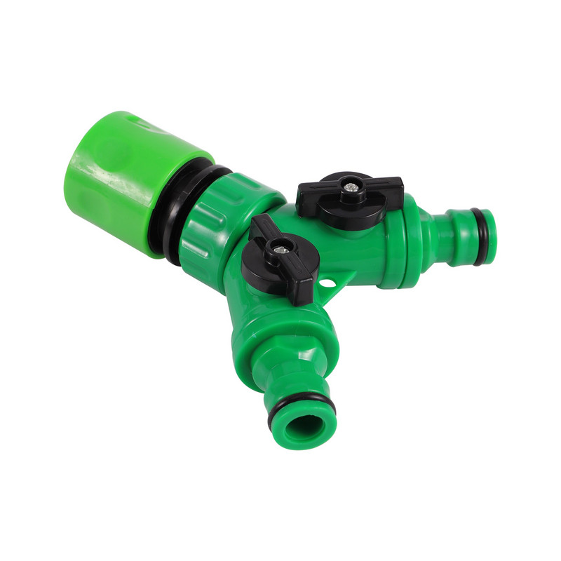 2 utas kerti csapvízelosztó csatlakozó menetes 1/2" 3/4" kerti tömlő Y osztó öntözés állítható kapcsoló vezérlőszelep 1 db