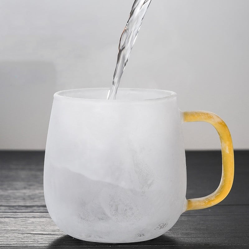 Creative Glass Tea Infuser csésze átlátszó szűrő fogantyúval bambusz fedél Hőálló virág teáscsésze Irodai teás bögre Italkészlet