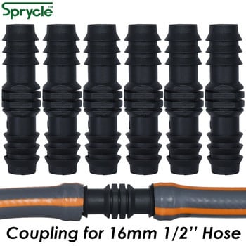 SPRYCLE 10PCS 16mm Couplings Ίσιος σύνδεσμος Micro στάγδην άρδευση 1/2\'\' PE Pipe Tubing σωλήνας Επισκευή Εξάρτημα Πότισμα κήπου