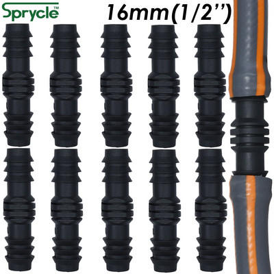 SPRYCLE 10PCS 16mm Couplings Ίσιος σύνδεσμος Micro στάγδην άρδευση 1/2`` PE Pipe Tubing σωλήνας Επισκευή Εξάρτημα Πότισμα κήπου