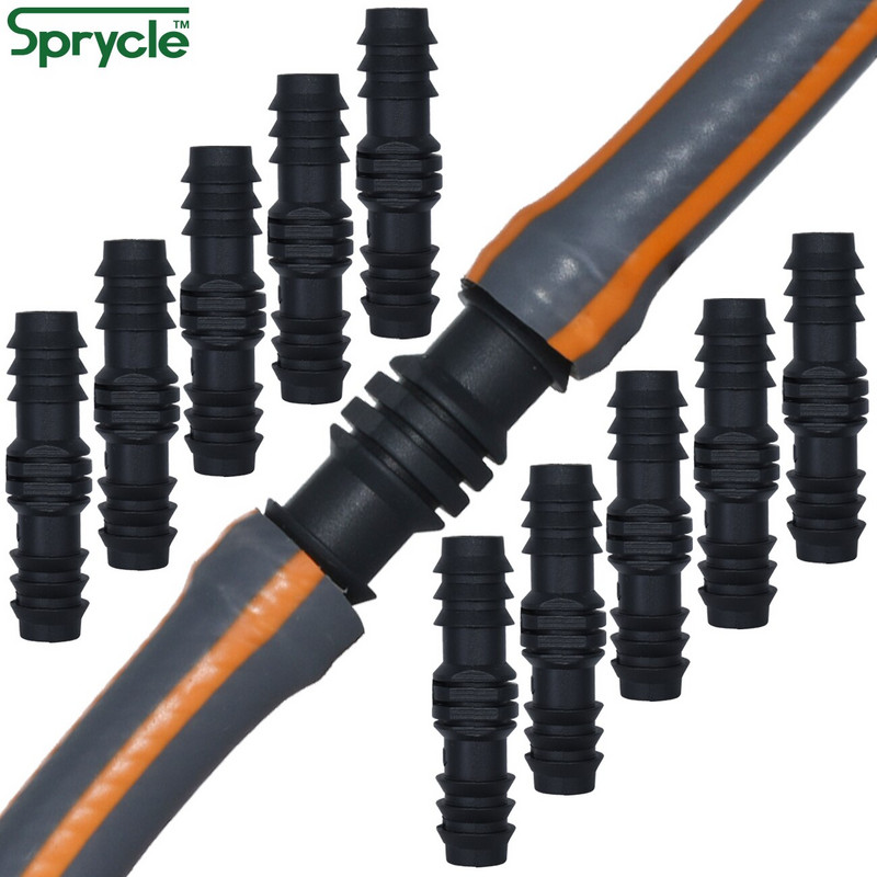 SPRYCLE 10PCS 16mm spojnice Ravni konektor Mikro navodnjavanje kap po kap 1/2'' PE cijev Cijev Popravak crijeva Priključak Zalijevanje vrta