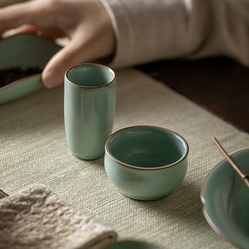 2 τμχ/παρτίδα Azure Porcelain Opening Single Cup Σετ φλιτζάνι τσαγιού Hanmade Ru Kiln Ceramic Smelling Σετ ιαπωνικού τσαγιού εκπαίδευσης για τις εξετάσεις τσαγιού