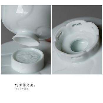 50ML Boutique Imitation Song Shadow Celadon Lotus Cup Ceramic Home Master Cup Φλιτζάνι τσάι ψηλού ποδιού με πιατάκι Κουτί δώρου