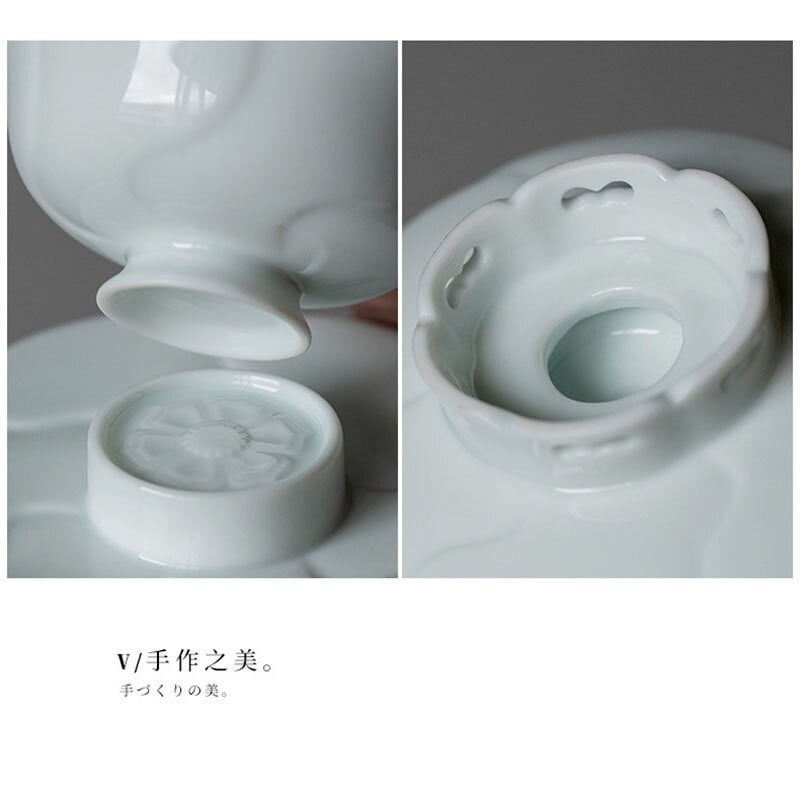 50 ml-es Boutique Dalutánzat Árnyék Celadon Lotus Cup Kerámia Home Master Cup magas lábú teáscsésze csészealjjal Italkészlet ajándékdoboz