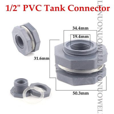 Conector pentru rezervor de apă din PVC, 1 buc. Conectori filetate pentru rezervorul de pește, accesorii pentru țevi de scurgere pentru rezervor de apă, îmbinări pentru acvariu, fitinguri pentru țevi de apă