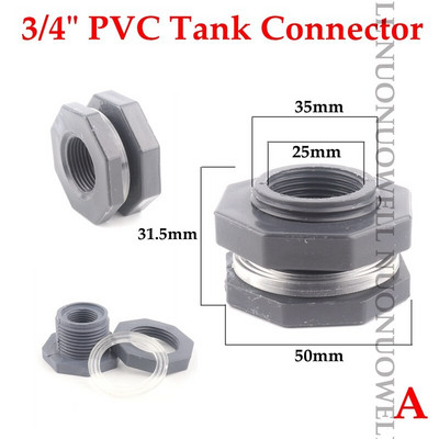 Conector pentru rezervor de apă din PVC, 1 buc. Conectori filetate pentru rezervorul de pește, accesorii pentru țevi de scurgere pentru rezervor de apă, îmbinări pentru acvariu, fitinguri pentru țevi de apă