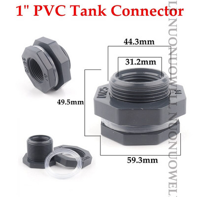 Conector pentru rezervor de apă din PVC, 1 buc. Conectori filetate pentru rezervorul de pește, accesorii pentru țevi de scurgere pentru rezervor de apă, îmbinări pentru acvariu, fitinguri pentru țevi de apă