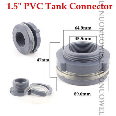 Conector pentru rezervor de apă din PVC, 1 buc. Conectori filetate pentru rezervorul de pește, accesorii pentru țevi de scurgere pentru rezervor de apă, îmbinări pentru acvariu, fitinguri pentru țevi de apă