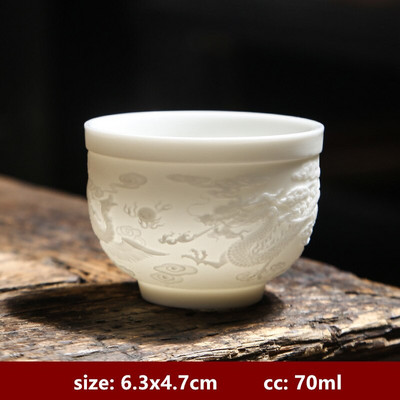 Boutique keramička šalica za čaj velikog kapaciteta Ručno izrađena trodimenzionalna reljefna šalica za čaj Kineska zdjela za čaj Set za čaj Dodaci Master Cup