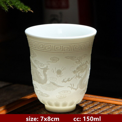 Boutique keramička šalica za čaj velikog kapaciteta Ručno izrađena trodimenzionalna reljefna šalica za čaj Kineska zdjela za čaj Set za čaj Dodaci Master Cup