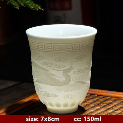 Boutique keramička šalica za čaj velikog kapaciteta Ručno izrađena trodimenzionalna reljefna šalica za čaj Kineska zdjela za čaj Set za čaj Dodaci Master Cup