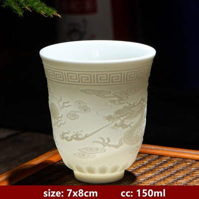 Boutique keramička šalica za čaj velikog kapaciteta Ručno izrađena trodimenzionalna reljefna šalica za čaj Kineska zdjela za čaj Set za čaj Dodaci Master Cup