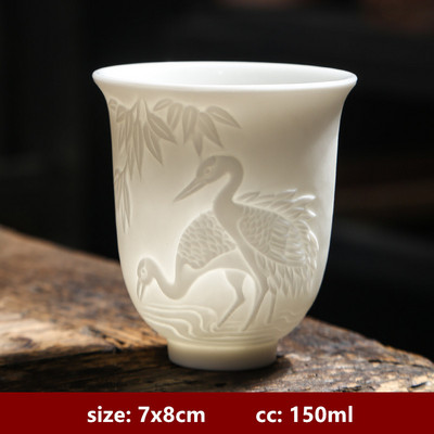 Boutique keramička šalica za čaj velikog kapaciteta Ručno izrađena trodimenzionalna reljefna šalica za čaj Kineska zdjela za čaj Set za čaj Dodaci Master Cup