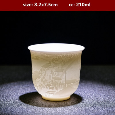 Boutique keramička šalica za čaj velikog kapaciteta Ručno izrađena trodimenzionalna reljefna šalica za čaj Kineska zdjela za čaj Set za čaj Dodaci Master Cup