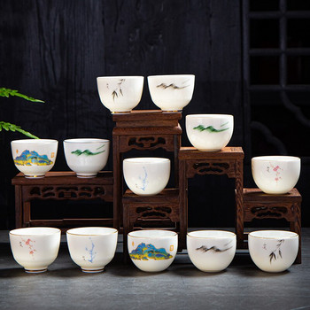 Κινεζικό Χειροποίητο Φλυτζάνι Τσαγιού από Λευκή Πορσελάνη Travel Portable Tea Bowl Home Boutique Tea Set Accessories Master Cup Personal Cup