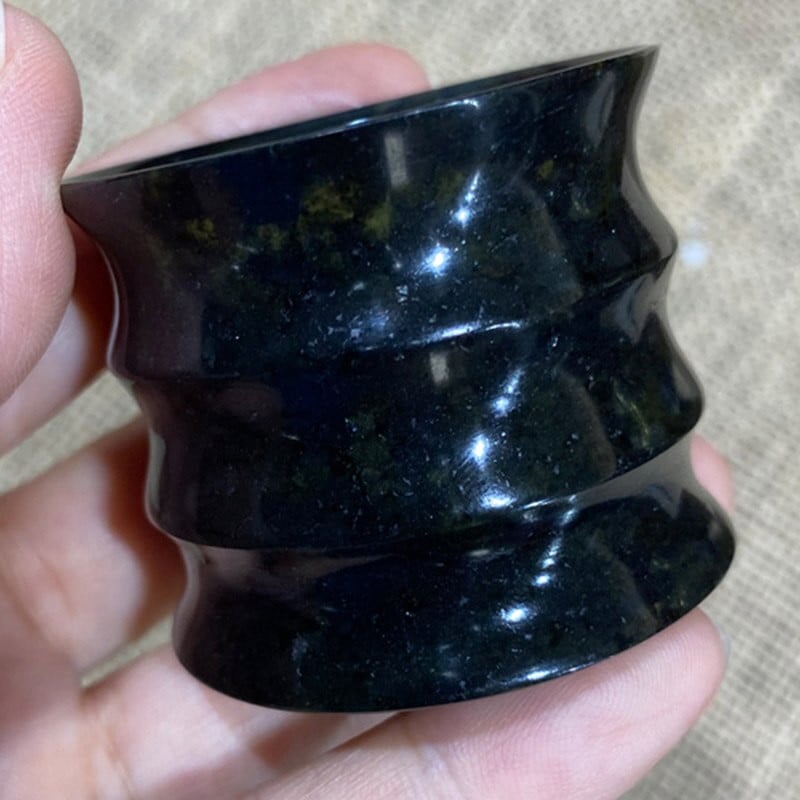 Natūralios Hetian Jade arbatos puodelis Tikras kiniškas Sindziango Nefrito Žaliasis Jades Akmuo Bambuko Kung Fu arbatos puodeliai Rankomis raižyti sveiki arbatiniai