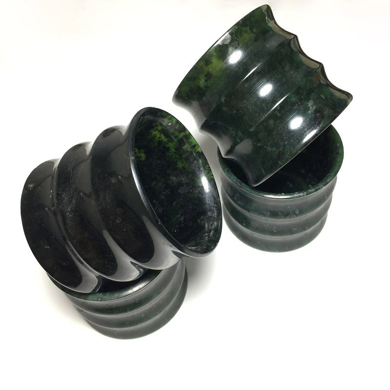 Natūralios Hetian Jade arbatos puodelis Tikras kiniškas Sindziango Nefrito Žaliasis Jades Akmuo Bambuko Kung Fu arbatos puodeliai Rankomis raižyti sveiki arbatiniai