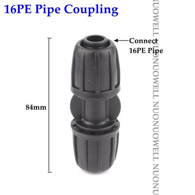 2gab Jauni 16 mm LDPE cauruļu savienotāji Bloķējošie uzgriežņi Dārza ūdens savienotājs saimniecības laistīšanas lauksaimniecības apūdeņošanas caurules šļūtenes savienotājs