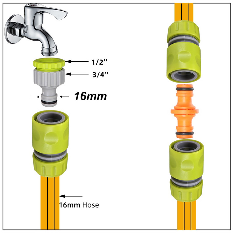 Cuplaj rapid de irigare a grădinii 1/2" 3/4" 1 conector de furtun Reparare Adaptor de scurgeri deteriorat pentru conexiune conductă de apă reutilizabil