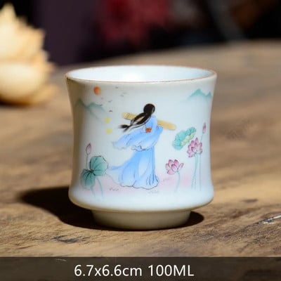 1vnt Retro rankų darbo porcelianinis kūgio arbatos puodelis Kinietiškas arbatos rinkinys Keraminis arbatos dubuo Kelioninis meditacijos puodelis Buitiniai nešiojamieji gėrimai
