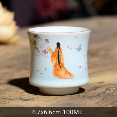 1vnt Retro rankų darbo porcelianinis kūgio arbatos puodelis Kinietiškas arbatos rinkinys Keraminis arbatos dubuo Kelioninis meditacijos puodelis Buitiniai nešiojamieji gėrimai