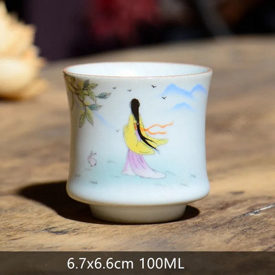 1vnt Retro rankų darbo porcelianinis kūgio arbatos puodelis Kinietiškas arbatos rinkinys Keraminis arbatos dubuo Kelioninis meditacijos puodelis Buitiniai nešiojamieji gėrimai