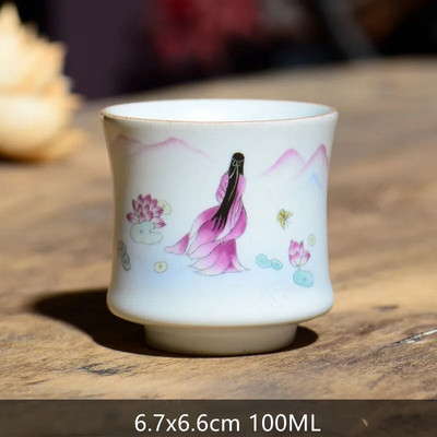 1vnt Retro rankų darbo porcelianinis kūgio arbatos puodelis Kinietiškas arbatos rinkinys Keraminis arbatos dubuo Kelioninis meditacijos puodelis Buitiniai nešiojamieji gėrimai