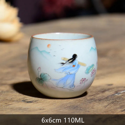 1vnt Retro rankų darbo porcelianinis kūgio arbatos puodelis Kinietiškas arbatos rinkinys Keraminis arbatos dubuo Kelioninis meditacijos puodelis Buitiniai nešiojamieji gėrimai