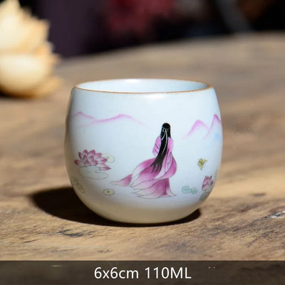 1vnt Retro rankų darbo porcelianinis kūgio arbatos puodelis Kinietiškas arbatos rinkinys Keraminis arbatos dubuo Kelioninis meditacijos puodelis Buitiniai nešiojamieji gėrimai
